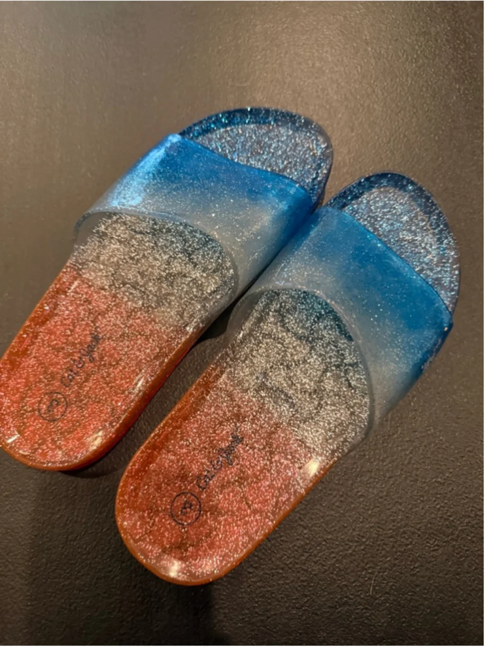 Girls Cat & Jack Ombre Glitter Slide Sandals Blue Red Size 3